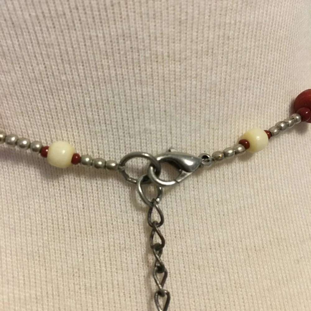 VTG 90s Artisan Victorian Witch Necklace - Wood & Metal Gothic Pendant - Picture 4 of 11